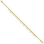 Sterling Silver Gold-tone Dangling Circle 9in Plus 1 in ext Anklet - Robson's Jewelers