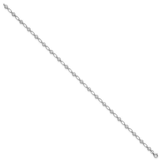 Sterling Silver Rhodium-plated Polished CZ Anklet - Robson's Jewelers