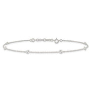 Sterling Silver E-coated CZ Stations 9.75in Plus 1in ext. Anklet - Robson's Jewelers