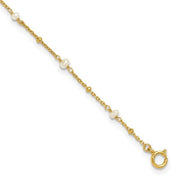 Sterling Silver Gold-tone 3mm FWC Pearl 9in Plus 1in ext Anklet - Robson's Jewelers