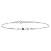 Sterling Silver Polished Syn. Pink, Black, White Pearl 9in Plus 1in ext - Robson's Jewelers