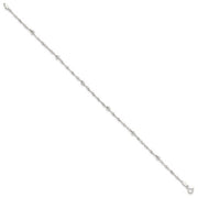 Sterling Silver Polished Beaded Singapore 10in Anklet - Robson's Jewelers