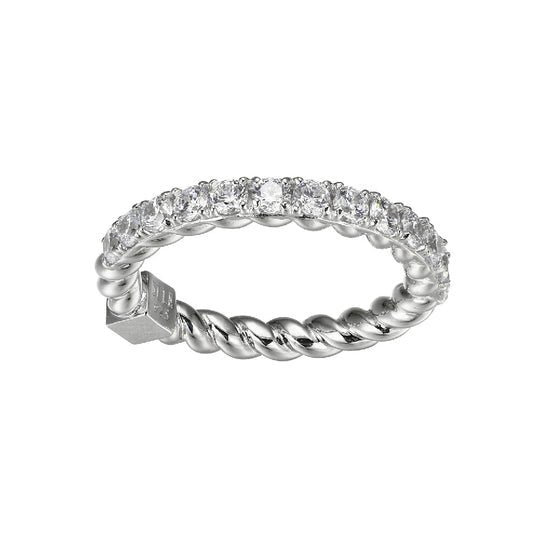 SS ELLE "NAUTICAL" RHODIUM PLATED ROPE FINISH WITH 2.5MM ROUND CZ RING SIZE 6 - Robson's Jewelers