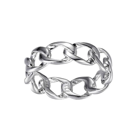 SS ELLE "OVATION" RHODIUM PLATED 6MM HIGH POLISH LINK BAND SIZE 6 - Robson's Jewelers