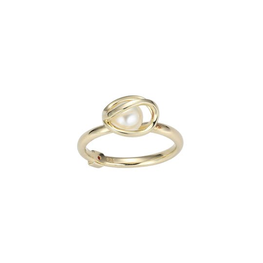 SS ELLE " LUNA" RHODIUM PLATED PEARL RING SIZE 6 - Robson's Jewelers