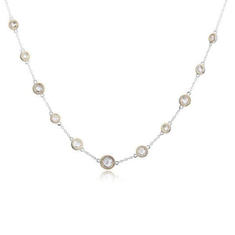 Rhod Plated GP40 Necklace with CZ - Robson's Jewelers