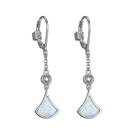 Rhodium Plated Opal and CZ Earrings - Robson's Jewelers