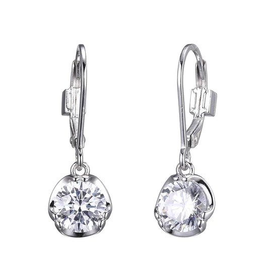 Rhodium Plated Round CZ Earrings - Robson's Jewelers