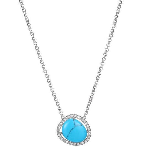 Sterling Silver Synthetic Turquoise Necklace - Robson's Jewelers