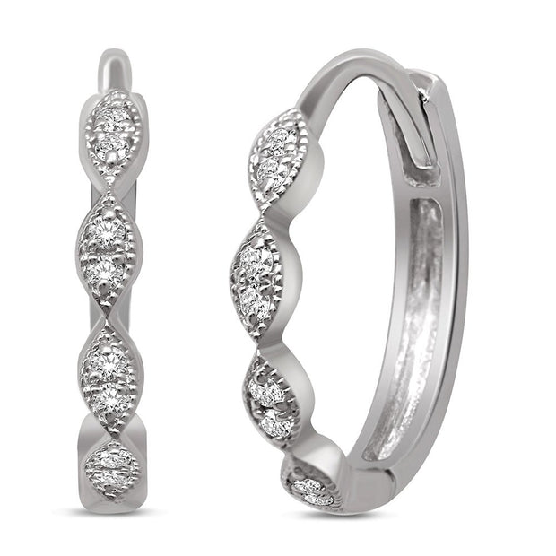 14K White Gold 1/10 Ct.Tw. Diamond Stackable Hoop Earrings - Robson's Jewelers