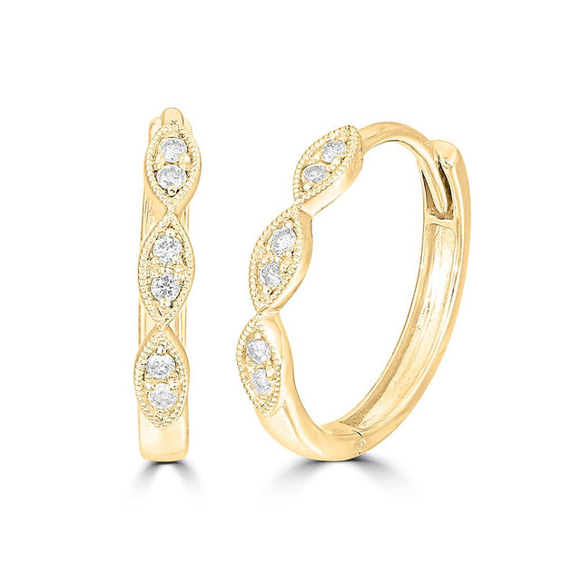 14K Yellow Gold 1/10 Ct.Tw. Diamond Stackable Hoop Earrings - Robson's Jewelers