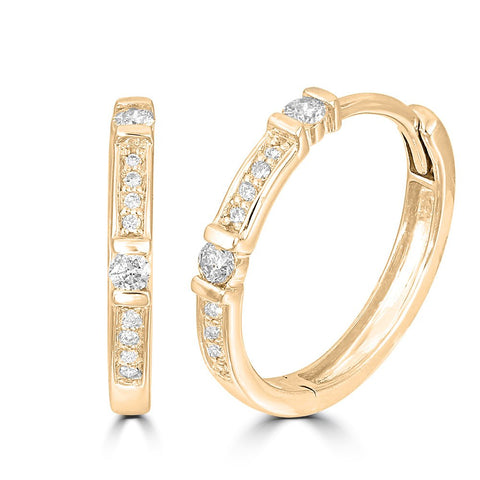 14K Yellow Gold 1/6 Ct.Tw. Diamond Stackable Hoop Earrings - Robson's Jewelers