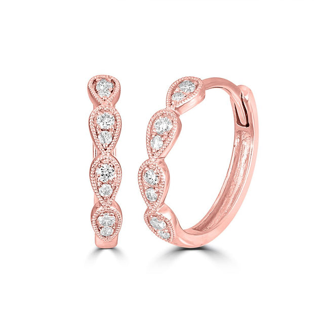 14K Rose Gold 1/10 Ct.Tw. Diamond Stackable Hoop Earrings - Robson's Jewelers