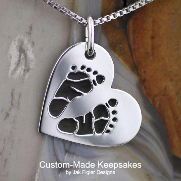 Heart on Side Footprint Necklace - Robson's Jewelers